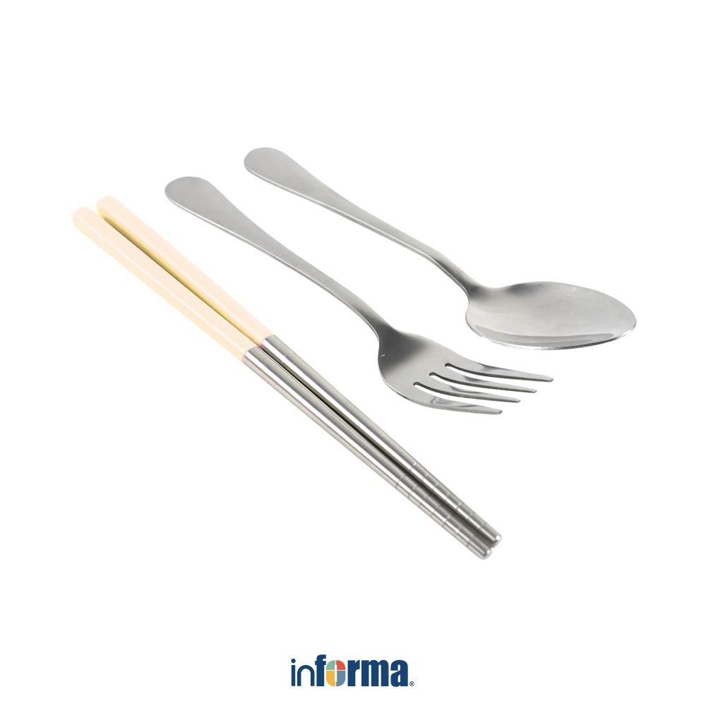 Informa Appetite Set 3 pcs Alat Makan In Box Set Spoon Fork Chopsticks Dengan Case Cutlery Perlengka