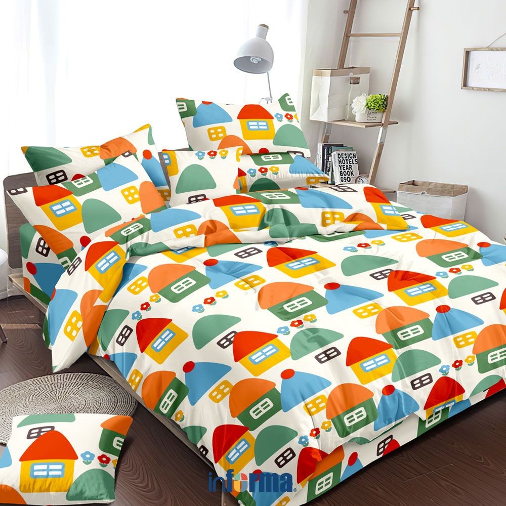 Informa Linotela Seprai Double Anak Katun Casa 120x200 cm Set 3 pcs Sprei Seprei Sprai Sepray Bed Sh