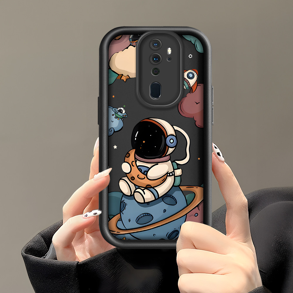 Casing Hp Untuk OPPO A5 A9 2020 Silicone Square Astronaut Cartoon Planet Pattern Phone Case Softcase