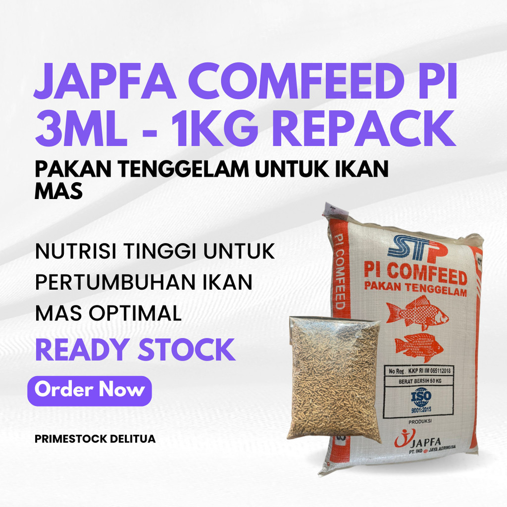 Japfa Comfeed PI 3ML - Pakan Ikan Tenggelam untuk Ikan Mas dengan Kandungan Nutrisi Tinggi