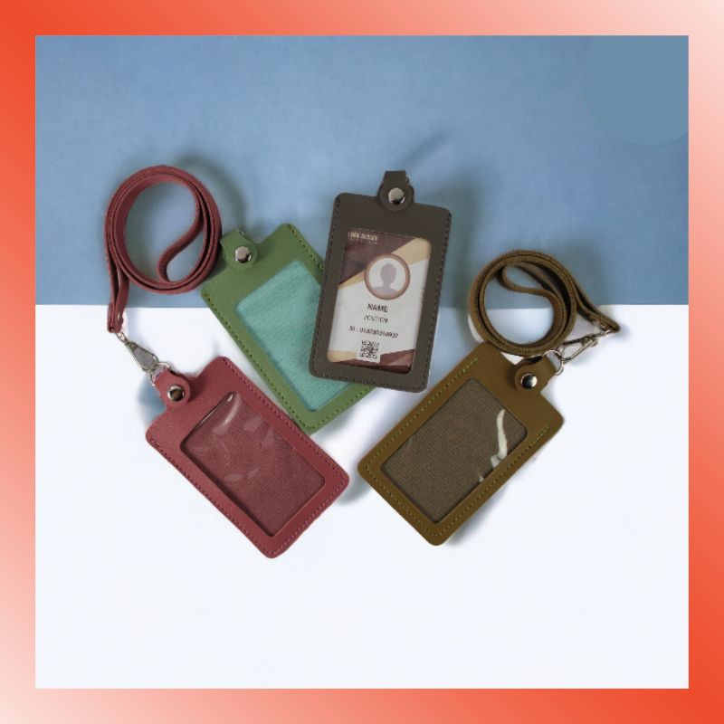 

LAMMORO > AP45 Tempat ID Card Holder Kulit PU Tali Lanyard Kantor Name Tag 25C5