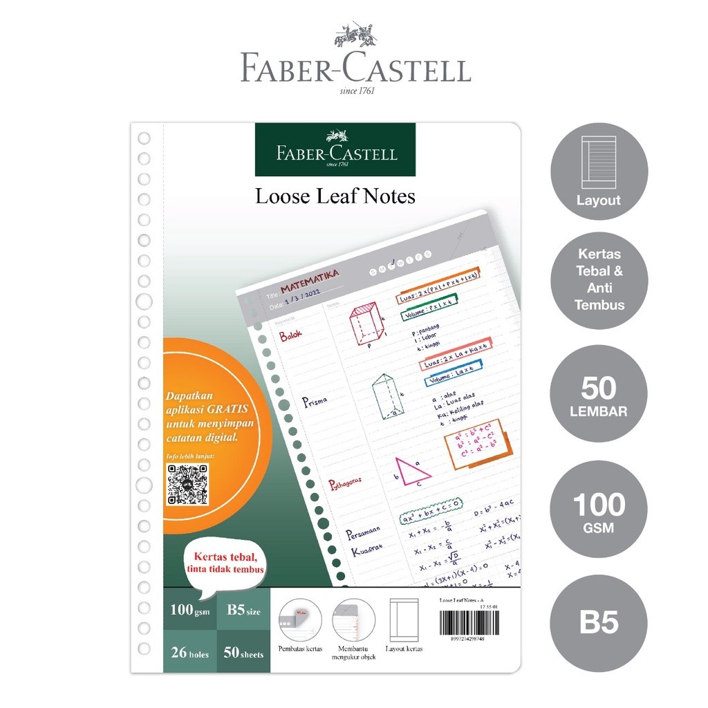 

Faber-Castell Kertas Loose Leaf Digital B5 Isi File 50 Lembar