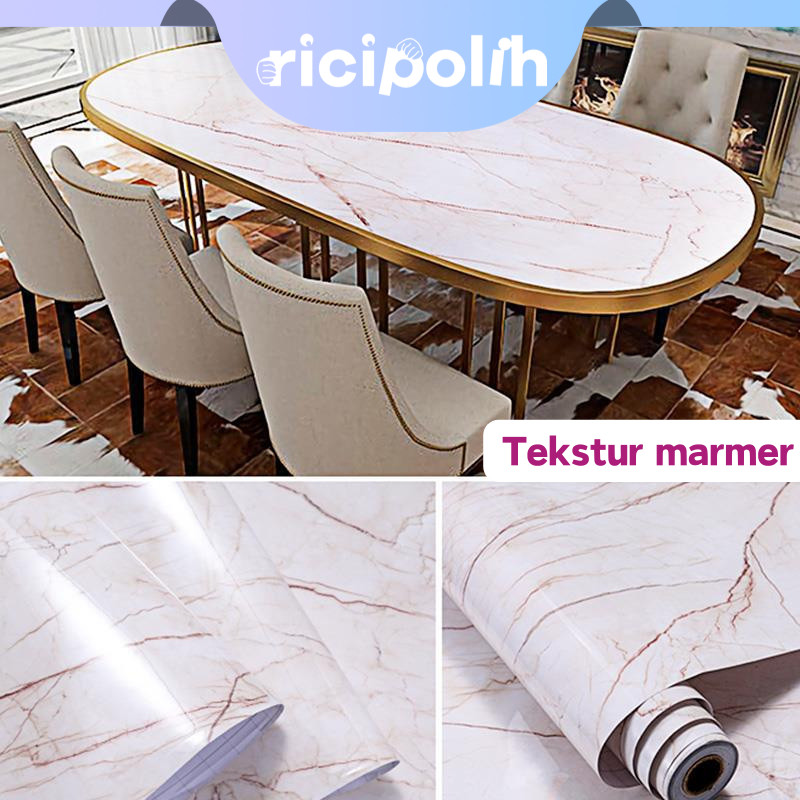 Wallpaper Kamar Mandi Anti Air 61*300cm Stiker Lantai Keramik Perekat Diri Tebal Motif Terrazzo Stik