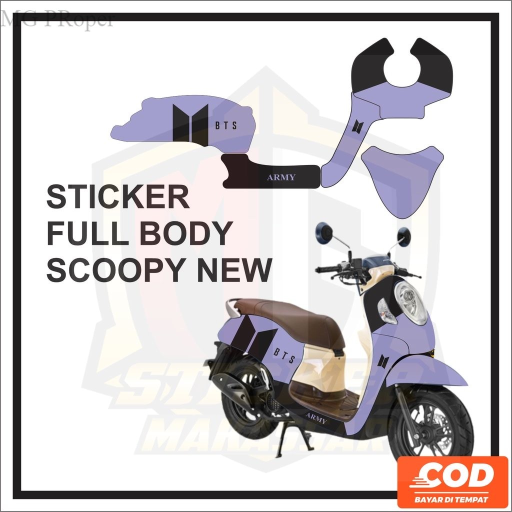 Stiker Striping Decal HONDA SCOOPY Full Body   SCOOPY Motif Garis Ungu BTS Bisa COD