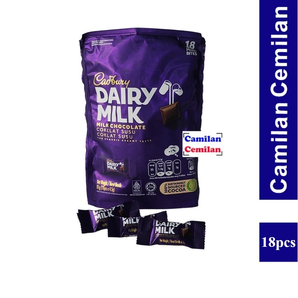 

Cadbury Dairy Milk Cokelat Sharebag isi 18 pcs x 4,5 gr