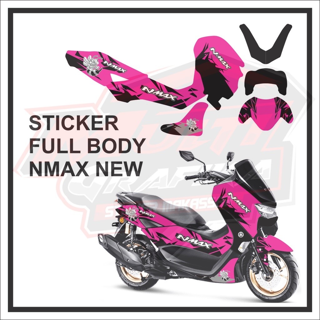 Stiker Decal Motor YAMAHA NMAX NEW Full Body Stiker NMAX New Motif Garis Gold dan Hijau Bisa Request