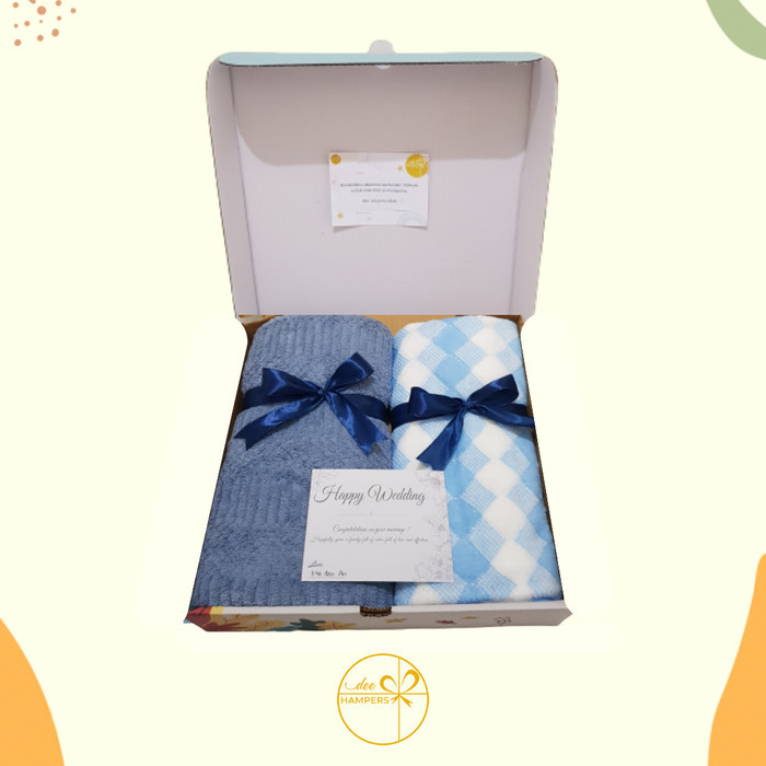 

[New Arrival] Hampers Wedding / Kado Hadiah Gift Pernikahan / Handuk Besar 70x140 - Biru