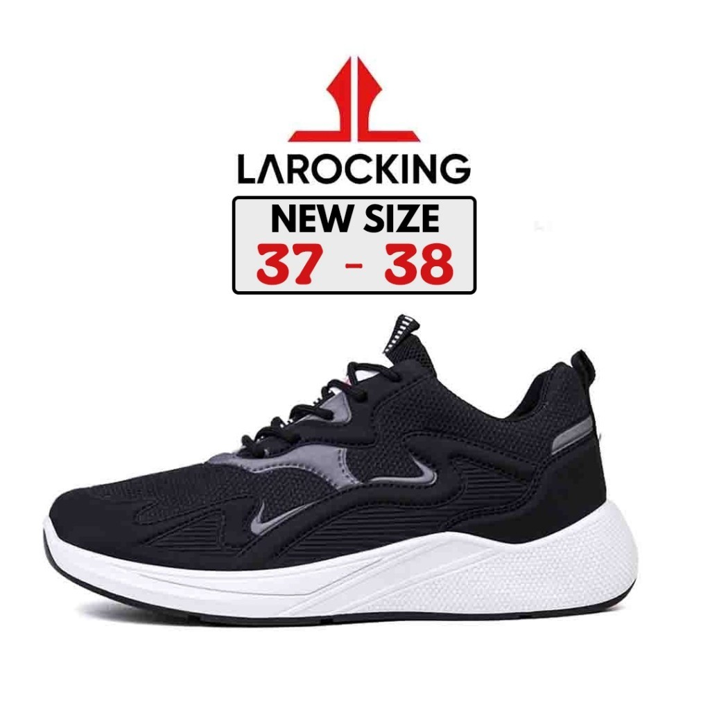 Larocking - Artemis Hitam Polos | Sepatu Sneakers Running Gym Shoes