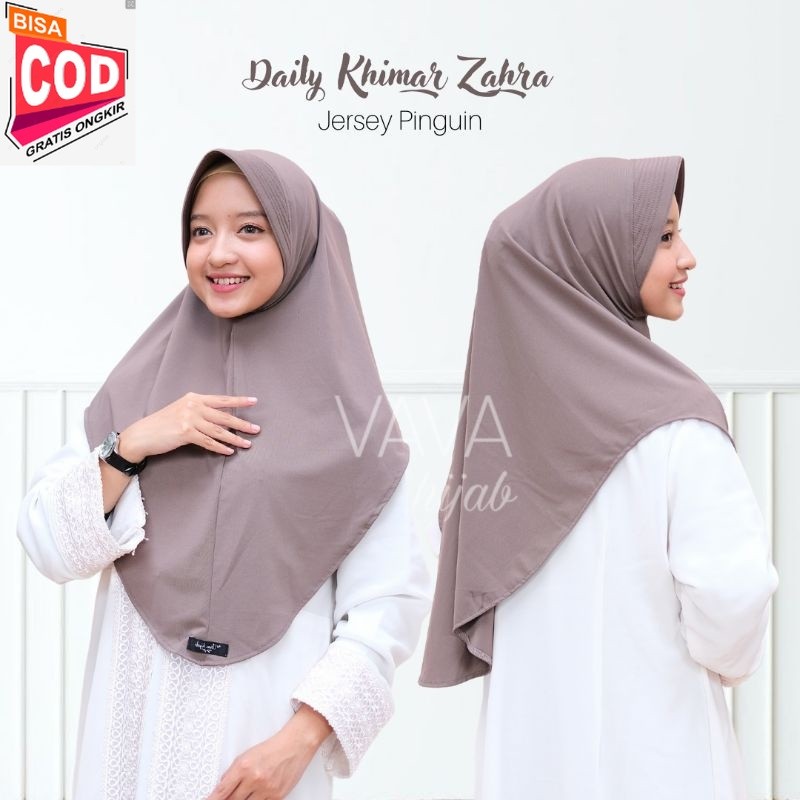 Daily Khimar Zahra Jilbab Bergo Instan Jersey Simple Pet Antem Penguin Hijab Sport Jersy Pet Anti Te