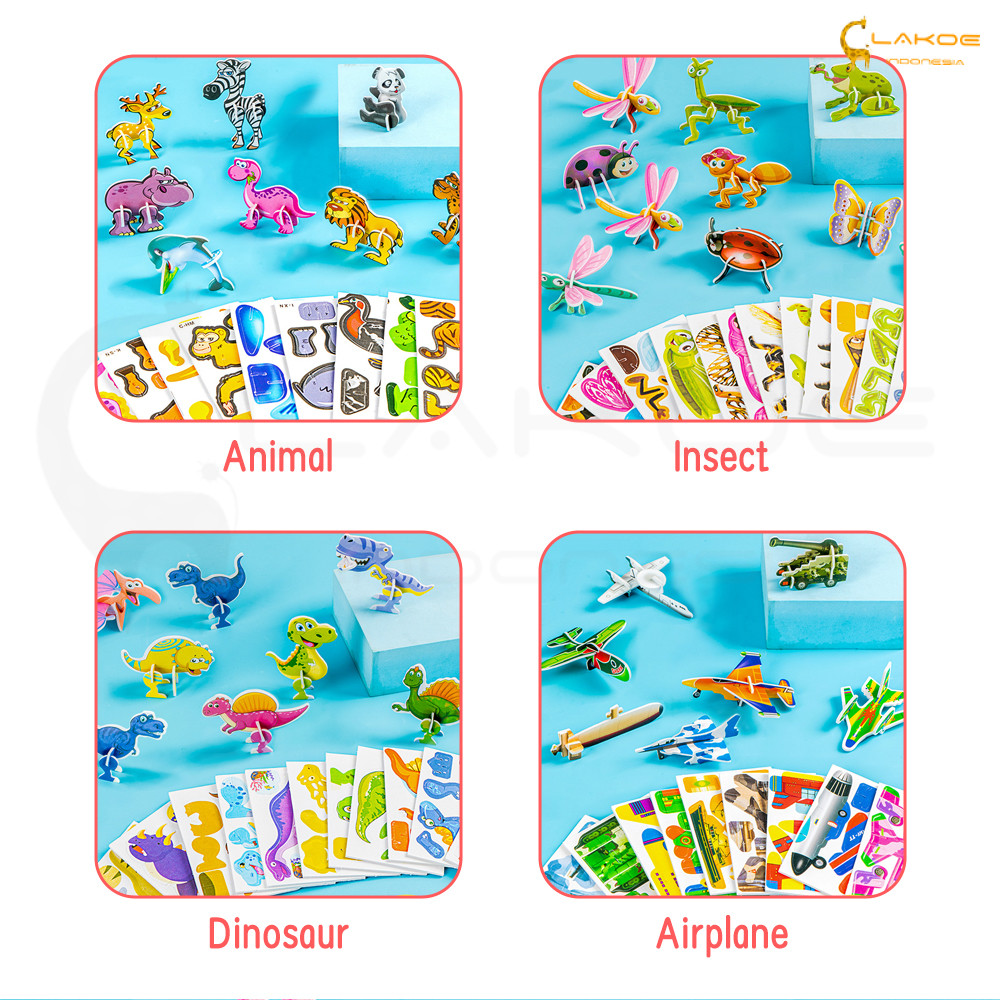 NEW LAKOE Mainan Edukasi Anak Puzzle 3d Diy Motif Hewan Serangga Lucu Diy Jigsaw Puzzle