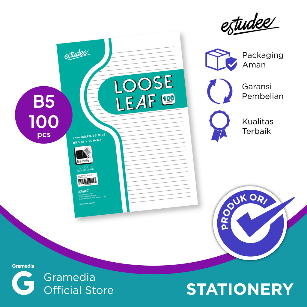 

Gramedia Surabaya - Estudee Loose Leaf J Garis B5 100