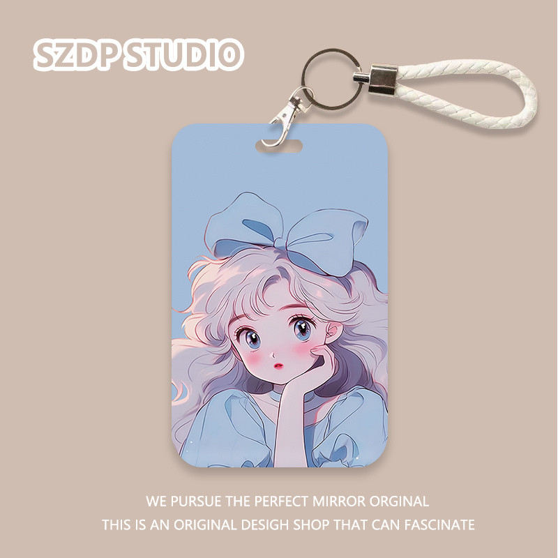 

ID CARD Kartun Korea anime busur biru pola gadis lucu kawaii terintegrasi gantungan kunci pelindung penutup kartu bank penutup pelindung kartu bus penutup pelindung kartu ID