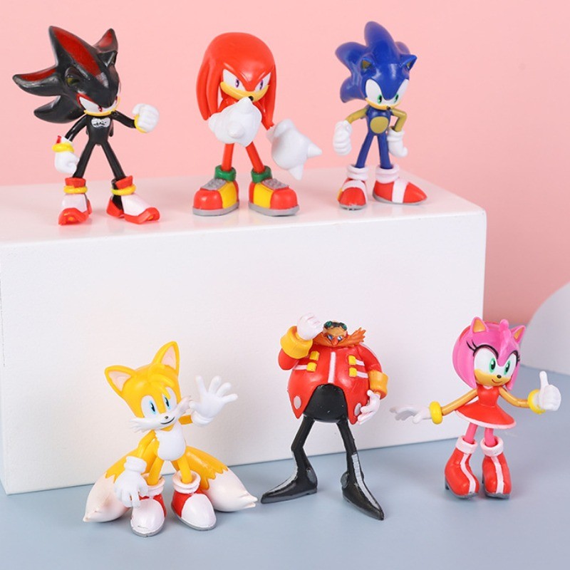 

New 6pcs Sonics Action Figures Anime Figure Kids Toys PVC Cartoon Collection Model Tabletop Decoration Children Birthday Gifts