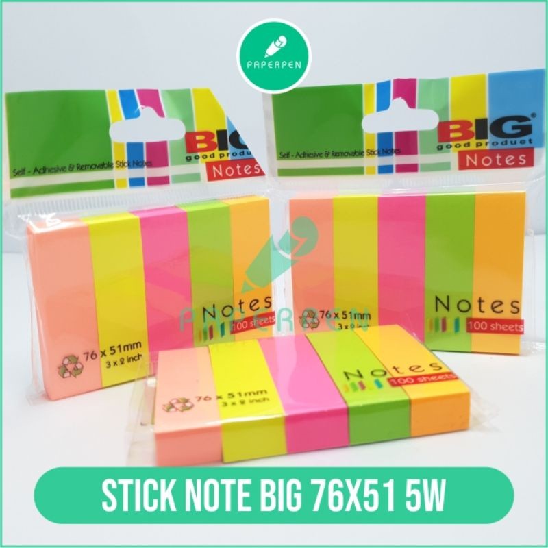 

(PST.ATK) Sticky Note Big 76X51 5 Warna