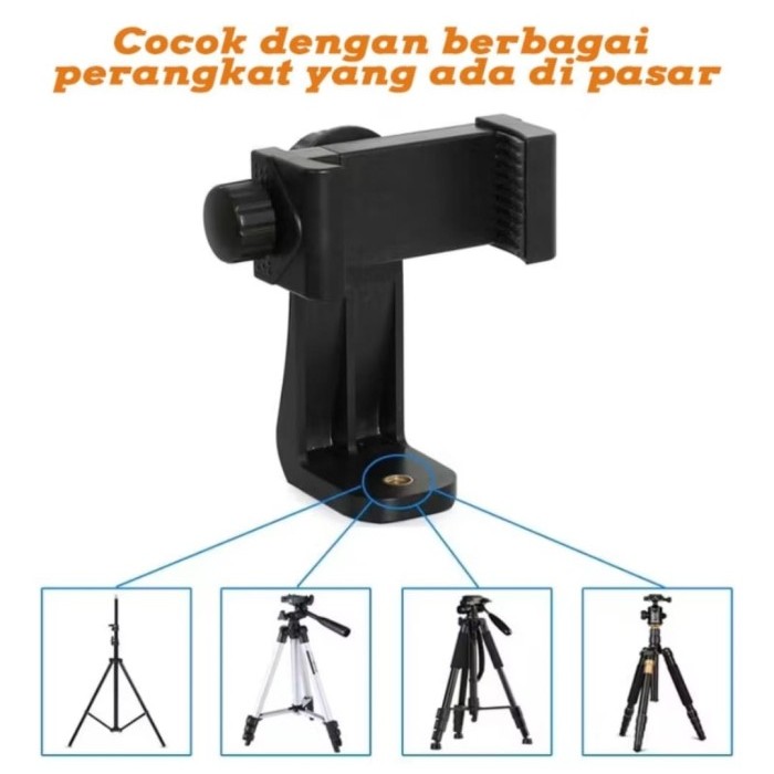 new product holder hp tripod putar premium universal - holder hp tripod 360 landscape / portrait -