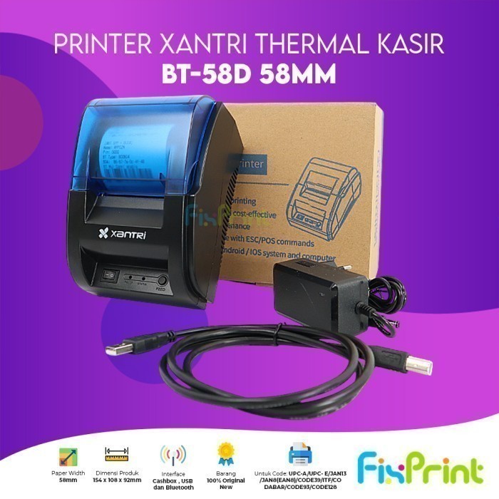 FixPrint Printer Thermal Kasir Xantri BT-581 / BT-582 / BT-583 / BT-58D / POS58  Struk Mini Portable