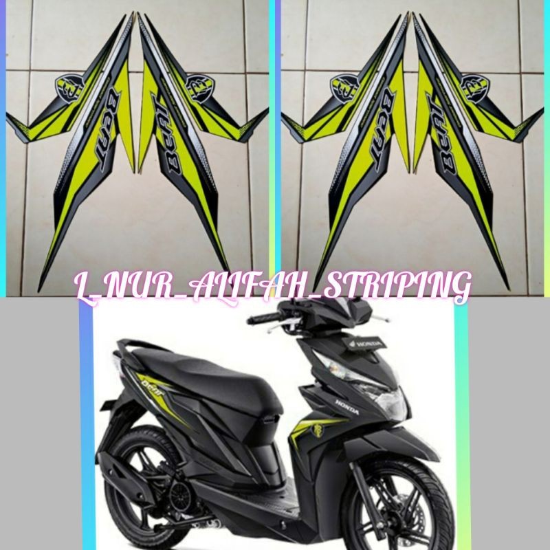STIKER STRIPING LIS LES POLET BODY MOTOR HONDA BEAT FI ESP 2019 HITAM KUNING
