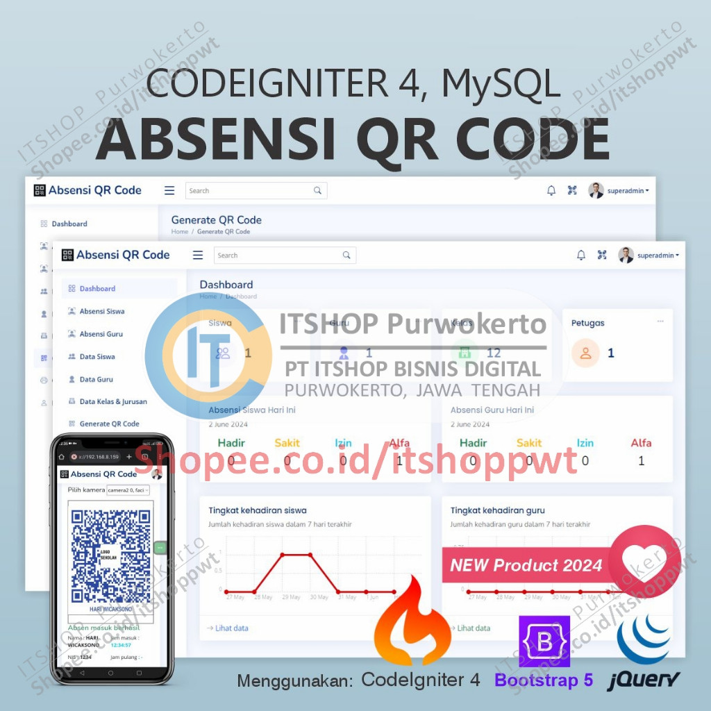 Source Code Aplikasi Web Absensi Sekolah QR Code Menggunakan Codeigniter 4
