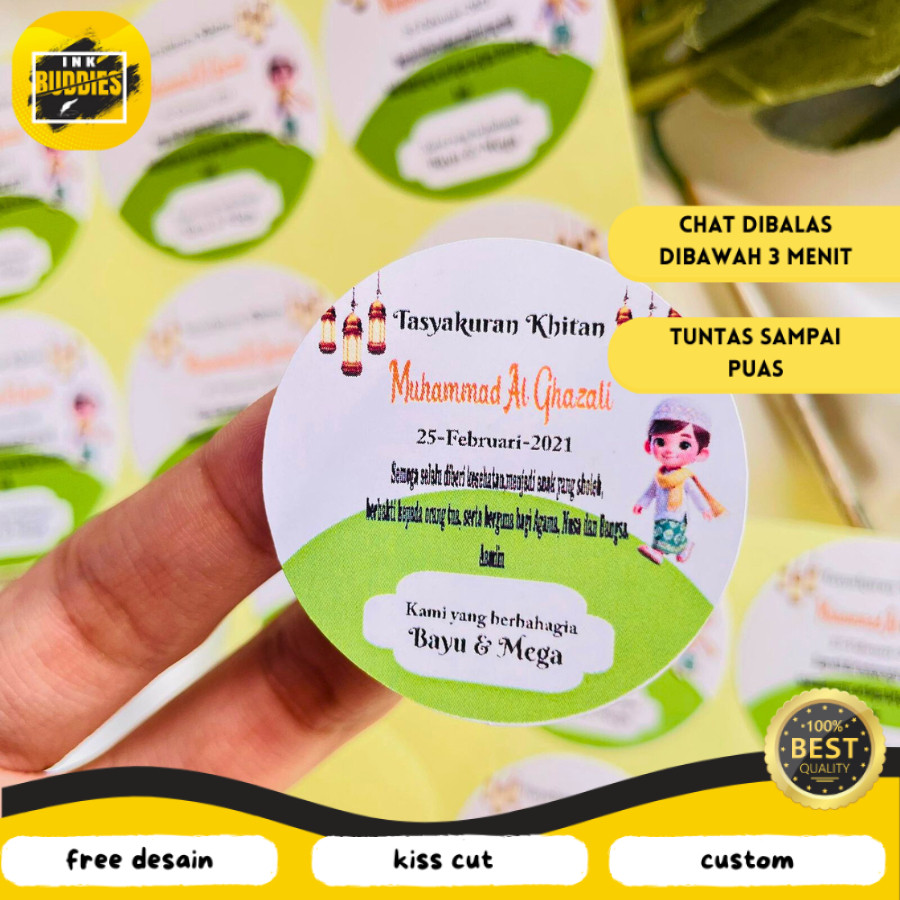 

INB 2-6 STIKER LABEL CHROMO TASYAKURAN KHITAN SYUKURAN WALIMATUL KHITAN