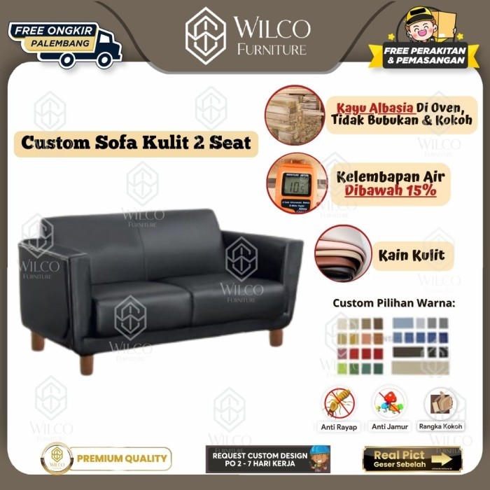 Custom Sofa Kain Kulit 2 Seat | Sofa Ruang Tamu Custom Kain Kulit | Kursi Tamu 2 Seat | Custom Palem