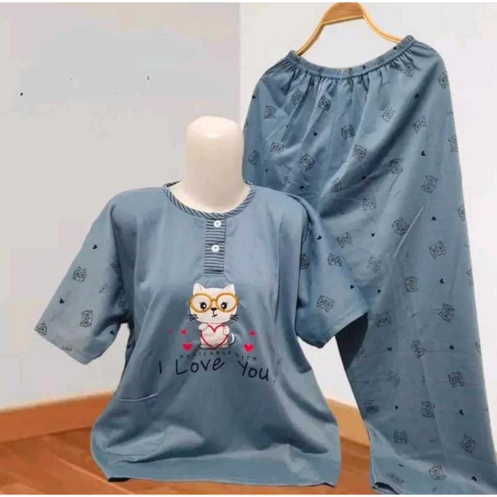 SETELAN BAJU TIDUR WANITA CELANA PANJANG CP JUMBO DAN STANDAR SETELAN BAJU TIDUR DEWASA LD 120 JUMBO