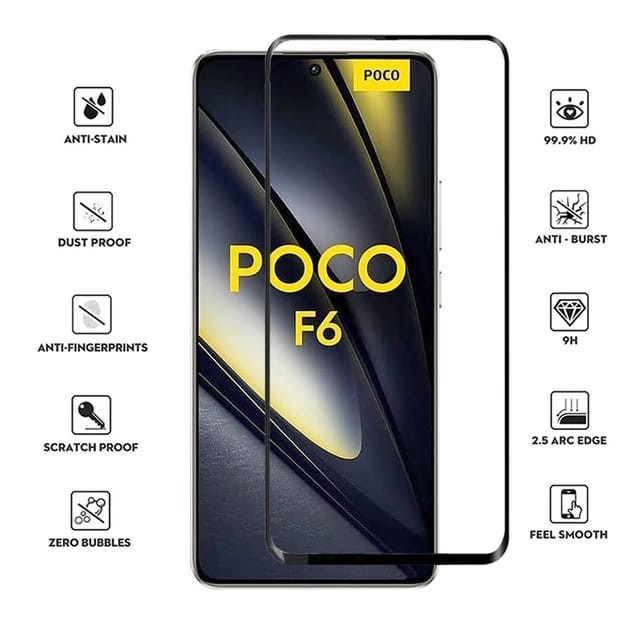 Tempered Glass Full Cover POCO F5 F6 Anti Gores Kaca