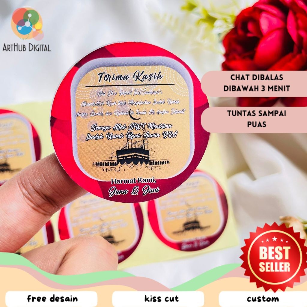 

AHD 2-4 Cetak Stiker Gift From Umroh Sticker Chromo Bulat Naik Haji Label Tasyakuran Hajj