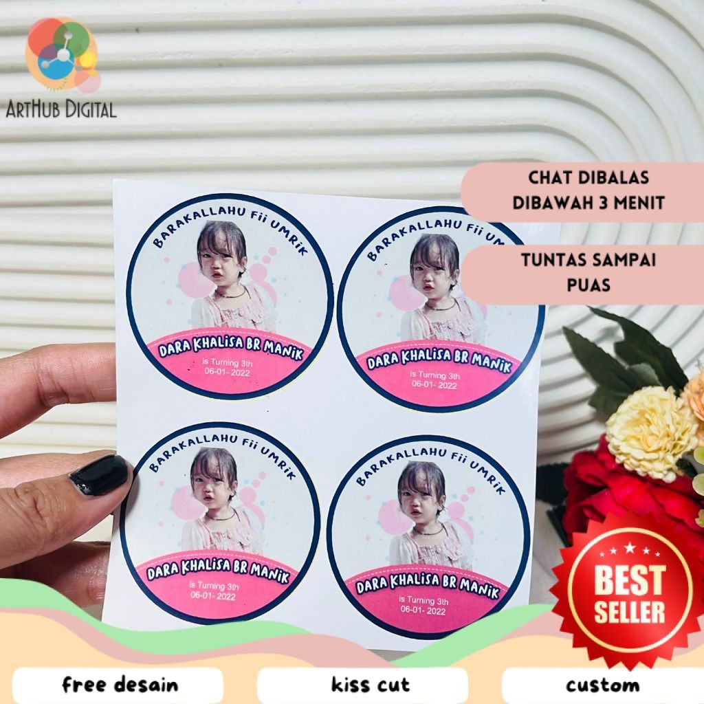 

AHD 5-8 Print Stiker Vinyl Ulang Tahun Anak Sticker Label Undangan Happy Birthday Uk.Sedang