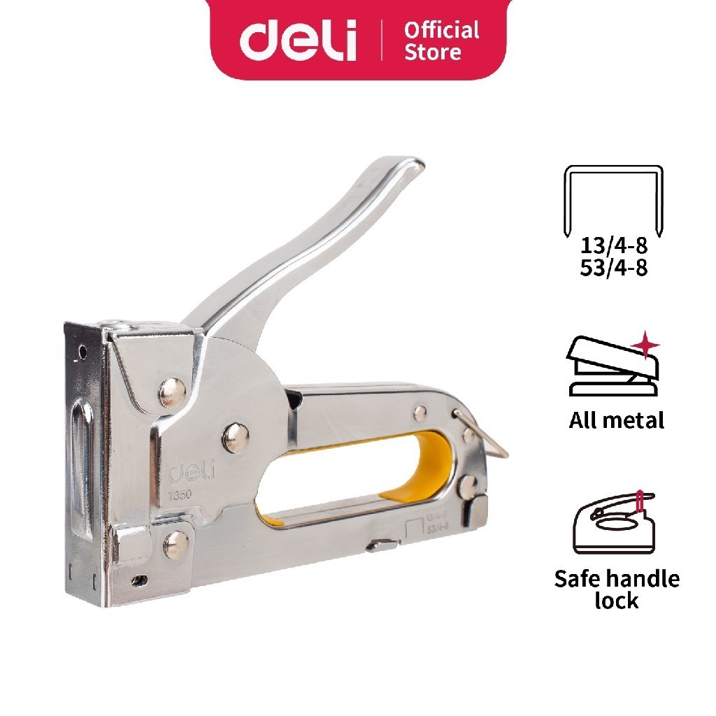 

Deli Staples Tembak Jilid Metal Tacker dengan 800pcs staples 8mm 210 190 30 mm ET35011