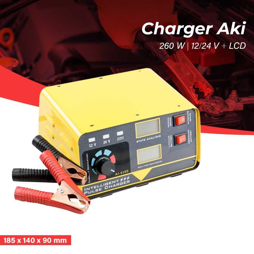 ( Ks1 ) OTOHEROES Charger Aki Intelligent Pulse 260W 12V/24V with LCD Display - AJ-618D