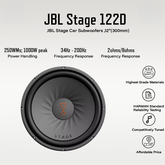 MS99 Subwoofer 12 inch JBL STAGE 122D Double Coil Magnet Subwofer Mobil 12inch 122 D
