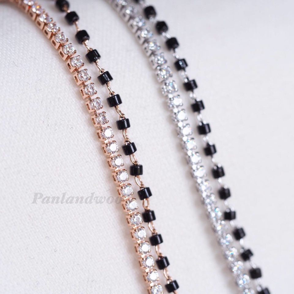 Panlandwoo - Gelang Tangan Rhodium Wanita Diamond Black Adjustable