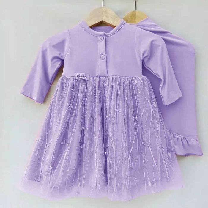 GAMIS ANAK SYAR'I AZIEL TILE TULLE BROKAT DRES KIDS NEWBORN FREE JILBAB Muslim Mutiara Syari perempu