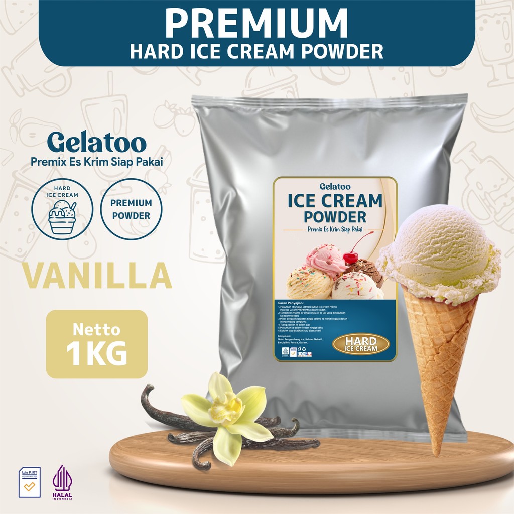 

Bubuk Es Krim Hard Ice Cream Gelatoo Rasa Vanila 1 Kg