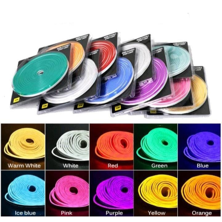 NEON FLEX Lampu LED Selang Strip Neon Flexible DC 12V 5 Meter untuk Bentuk Nama Toko Tulisan Hiasan