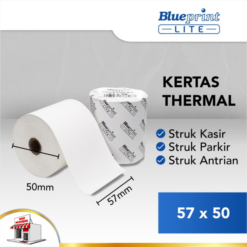 

Blueprint Lite Paper Thermal EDC 57 mm × 50 mm Kertas Struk Karcis PPOB 57x50 Nota 58mm