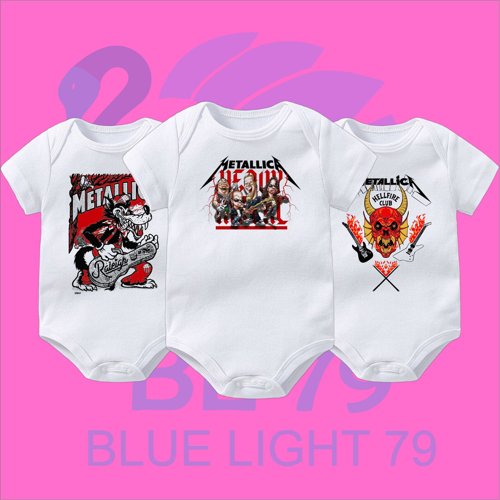 BAJU BAYI JUMPER BABY MOTIF BAND METALLICA HELLFIRE CLUB - TENGKORAK MERAH - RALEIGH KARTUN KARIKATU