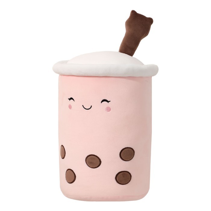 promo  -MINISO Boneka Boba Lucu Mainan Meh Boba Milk Tea Lembut Boneka Anak - Merah Muda