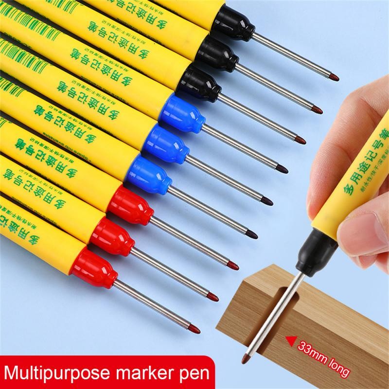 

33mm Marking Pen Waterproof and Colorfast Ceramic Tile Wood Metal Deep Hole Long Head Marking Pen Woodworking Electrician Tools