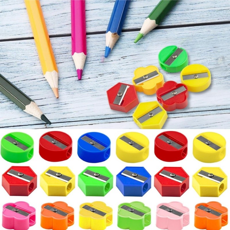 

4/8/12Pcs Mini Handheld Pencil Sharpeners Heart Square Circle Pencil Cutting Tools Office School Stationery Supplies