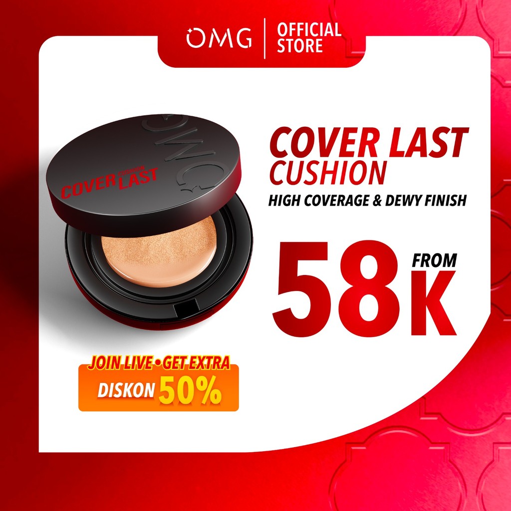 OMG Oh My Glam Coverlast Cushion 15g - Cushion Foundation Concealer Skin Tint Make Up - High Coverag