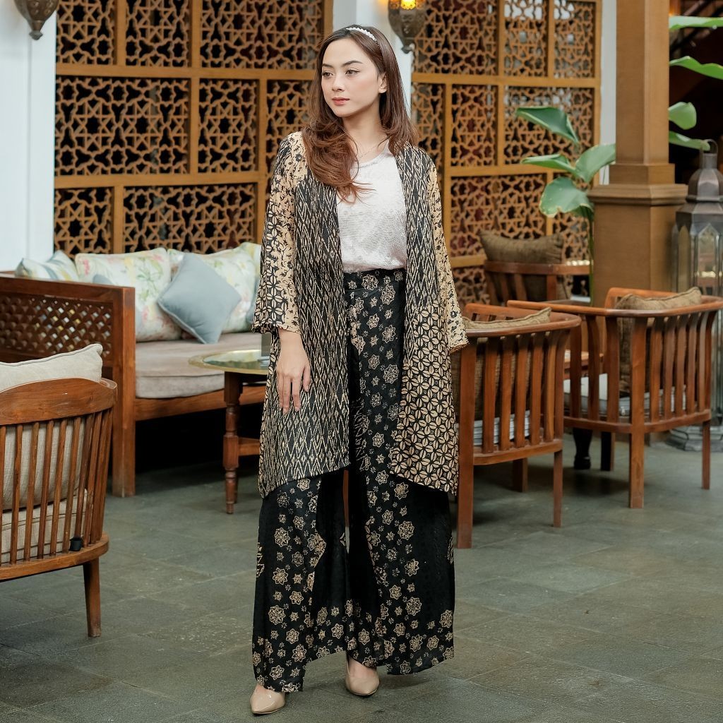 BAHAN PREMIUM / KAMILA Set Outer dan Celana Kulot Batik Kerja Wanita Modern