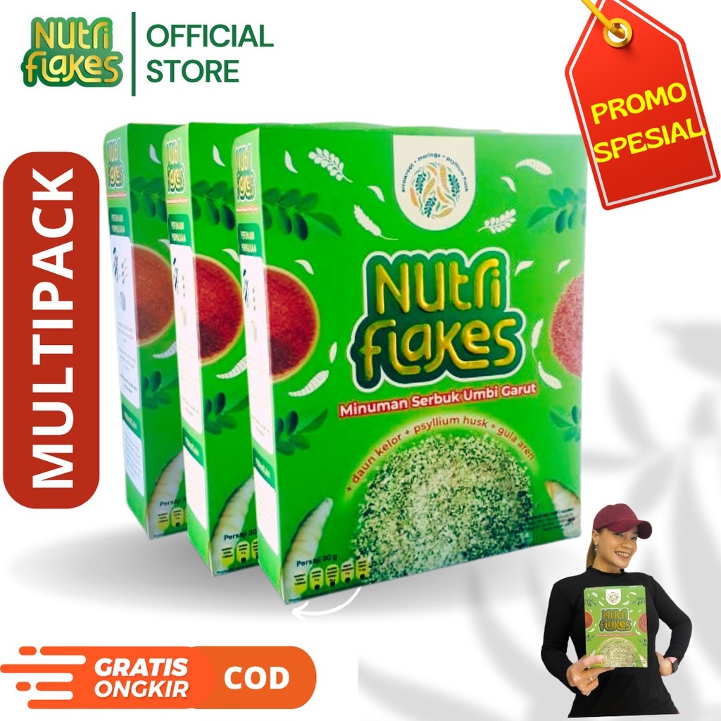 

[MULTIPACK] Paket 3 Box NUTRIFLAKES Sereal Umbi Garut, Psillium Husk, Daun Kelor, Susu Etawa Terbukti Atasi Asam Lambung GERD Masalah Pencernaan Kronis 3x280g