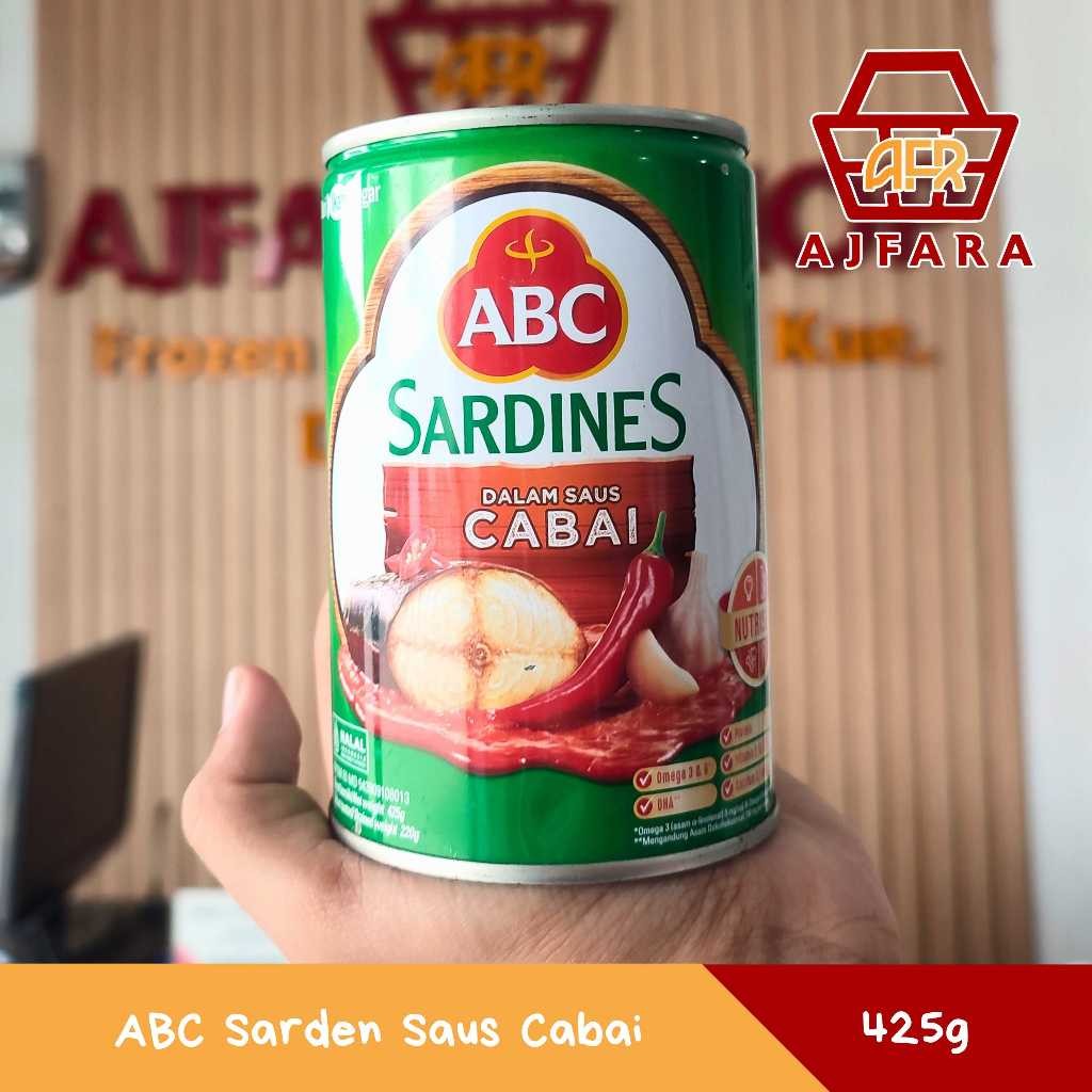 

ABC Sarden Goreng Bumbu Serundeng 155g, ABC Sarden Saus Cabai 155g, ABC Sarden Saus Cabai 425g, ABC Sarden Saus Extra Pedas 155g, atau ABC Sarden Saus Tomat 425g