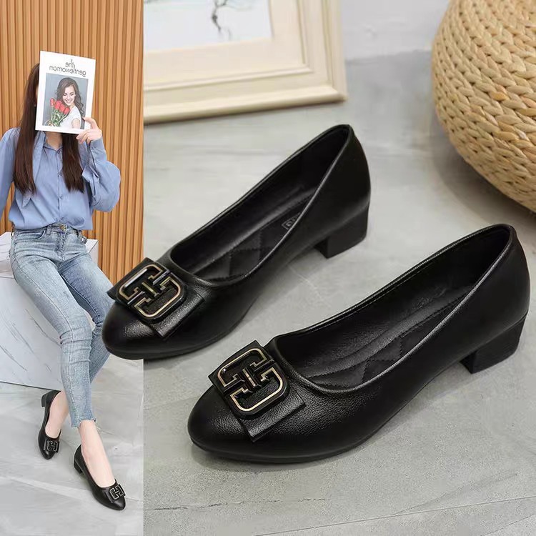 Sepatu Flat Shoes Wanita Hak Sepatu Bahan Jelly Mules Hak Tahu Sepatu Kerja  TG1597