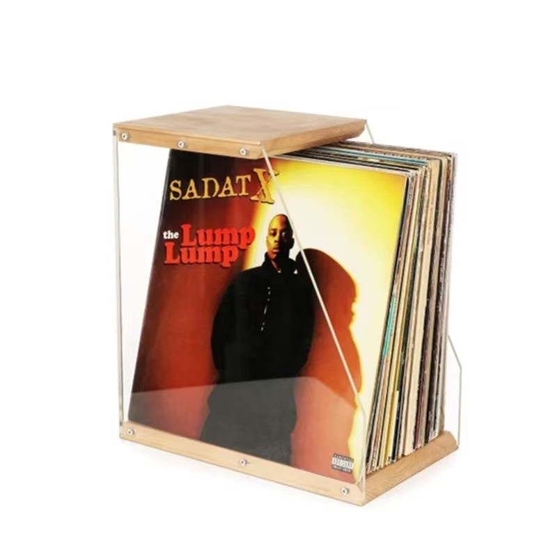 

Vinyl Storage Holder Solid Wood Display Rack Storage Crate Book Storage Box for Household Books Living Room