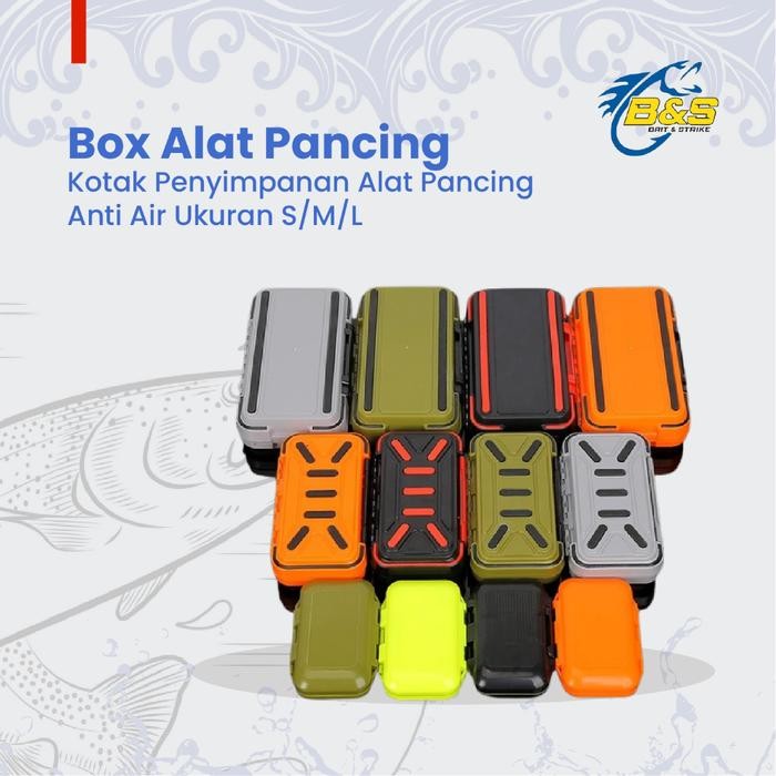 Kotak penyimpanan alat pancing ukuran S/M/L box anti air untuk kail/timah dan lainya BP172 - HITAM, 