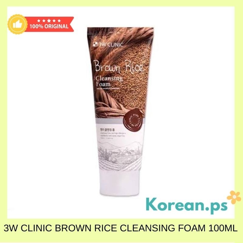 (READY) 3W CLINIC BROWN RICE CLEANSING FOAM 100ml ORIGINAL KOREA GLOWING
