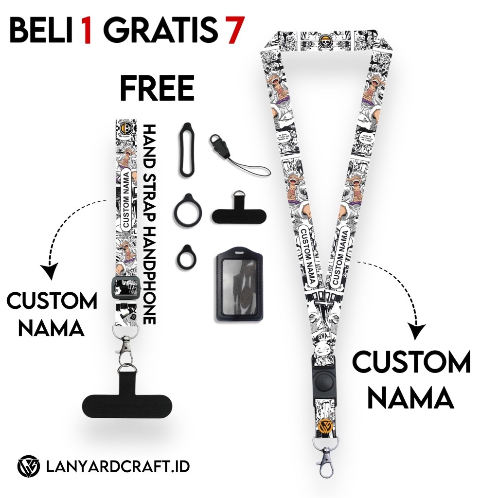 

Lanyard Custom Nama One Piece Series Free Strap Handphone Adjustable Gantungan Tali Lanyard