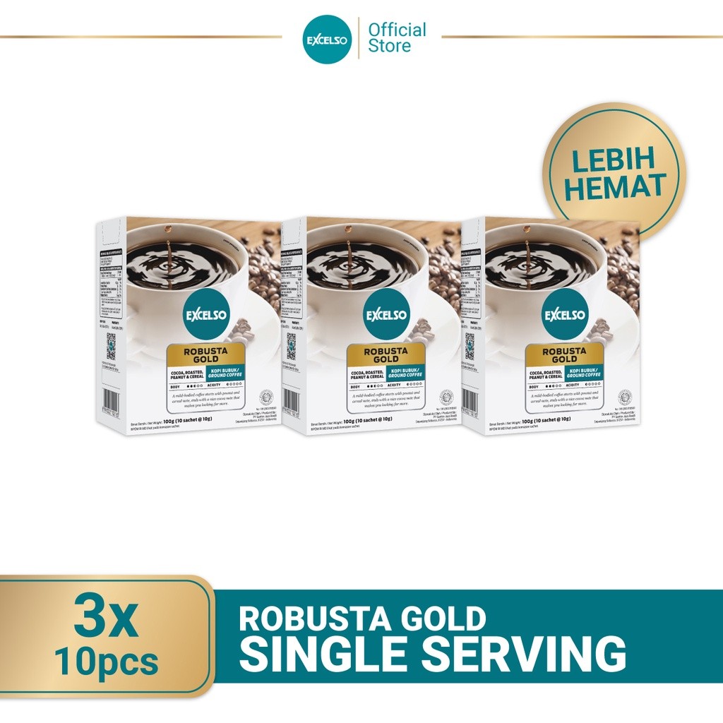 

JAMIN MURAH !!!Excelso Kopi Single Serving Robusta Gold Pack of 3 Folding Box(BISA LANGSUNG ORDER)
